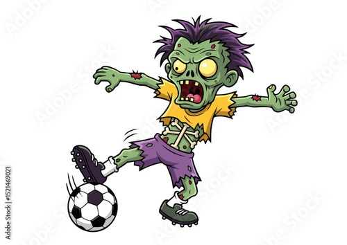 Undead Soccer Star A Hilarious Zombie Cartoon Illustration