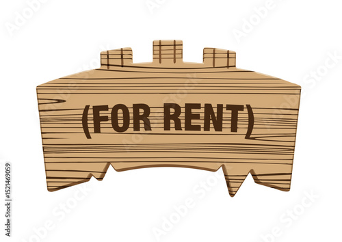 Rustic Wooden For Rent Sign  Perfect for Property Listings, Vintage Designs, and Rustic-Themed Projects.  High-Resolution Image for Digital and Print Use.