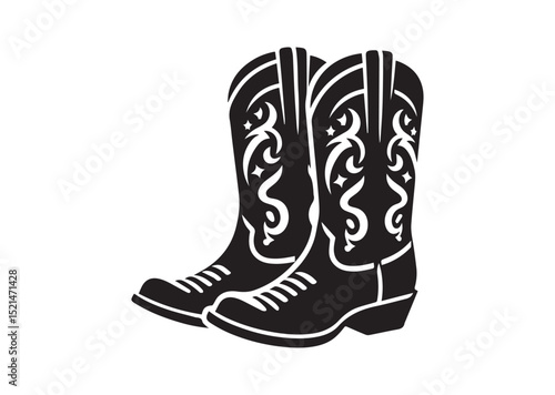 Cowboy boots Silhouette Black Vector