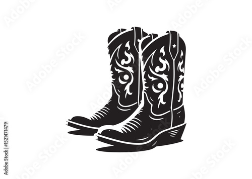 Cowboy boots Silhouette Black Vector
