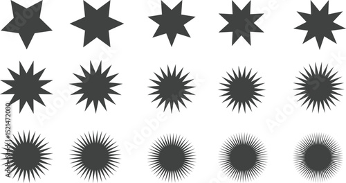 Sparkle Star Icon Set - Vector Stock Illustration. Different forms of stars, constellations, galaxies