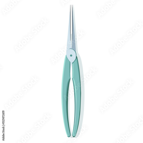 Needle Nose Pliers with Blue Handles on White Background Hand Tool for Repair Work and Precision Grip