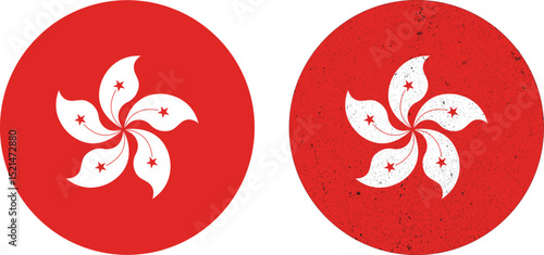 Hong Kong National Symbol. The Round Flag of Hong Kong is a sign symbol.