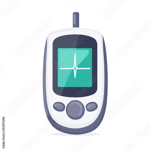 Isolated Blood Glucose Meter on White Background with Monitor Medical Device for Diabetes and Healthcare