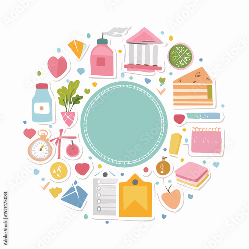 Vector set of design elements, patches and stickers with copy space for text - abstract background elements