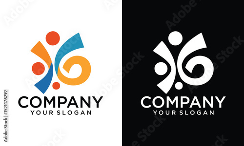 Creative People logo design, Community human Logo with gradient color, people logo design template design element, vector illustration