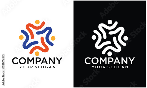 Creative People logo design, Community human Logo with gradient color, people logo design template design element, vector illustration
