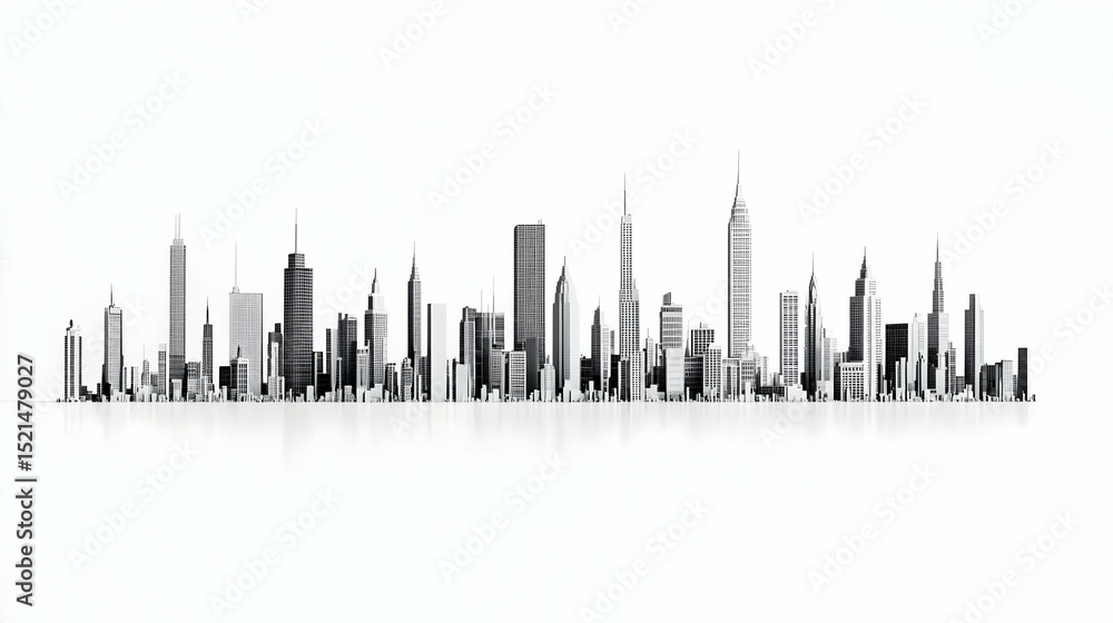 Naklejka premium Abstract City Skyline Silhouette Design
