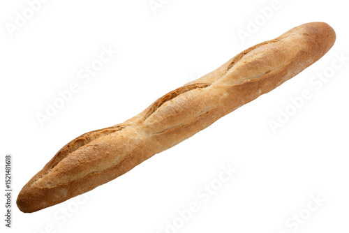 French baguette isolated on white background , classic artisan bread cutout for bakery, cafe and culinary stock , French baguette isolated image