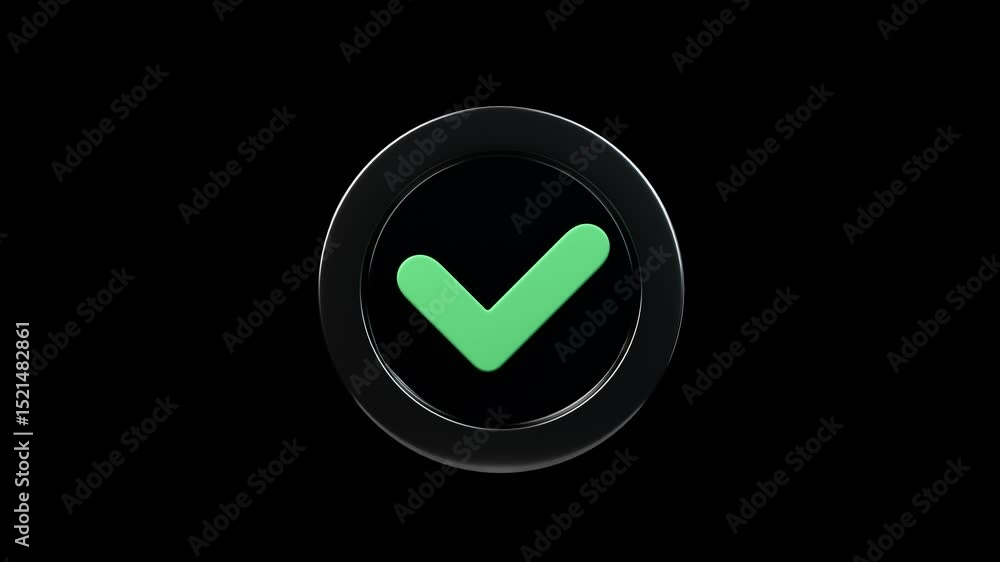 Check mark tick box icon simple looped from side to side animation. Transparent backgound. 3d rendered movie with alpha channel
Check mark tick box icon simple looped from side to side animation. Transparent backgound. 3d rendered movie with alpha channel