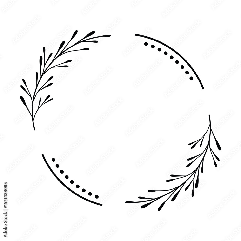 Elegant Minimalist Leaves Wreath Circle Frame for Wedding invitation and Design Projects Elegant Minimalist Leaves Wreath Circle Frame for Wedding invitation and Design Projects