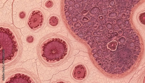 Microscopic View of Skin Cells with Cracks