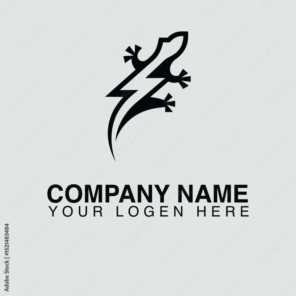 Lizard with lightning bolt body, a striking logo for an electrifying company Lizard with lightning bolt body, a striking logo for an electrifying company