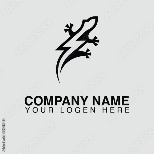 Lizard with lightning bolt body, a striking logo for an electrifying company