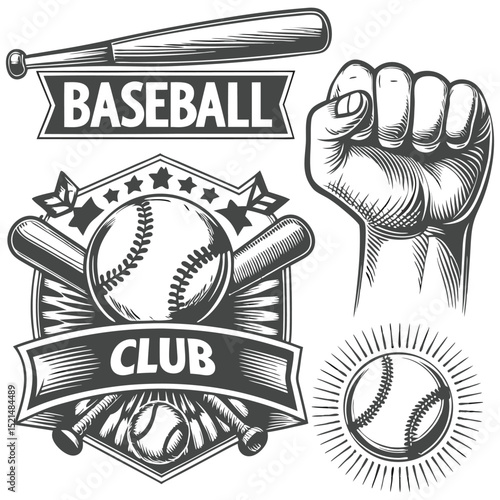 Vector Elements for Baseball Club Labels PNG | Baseball, Sports Icons, Team Emblems Set