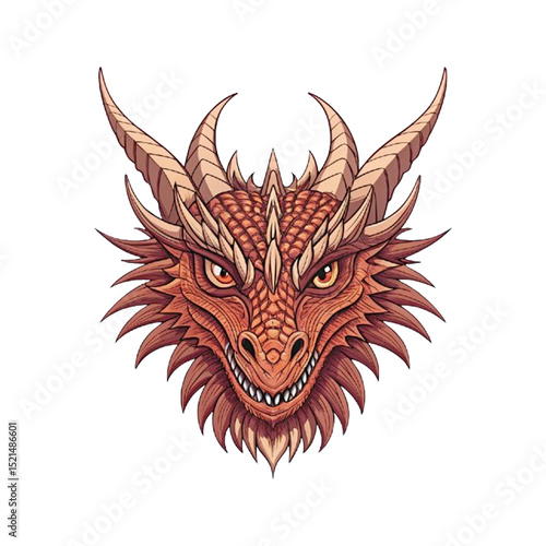 Image of a dragon's face, transparent background, A highly detailed image of a fearsome dragon's face, 