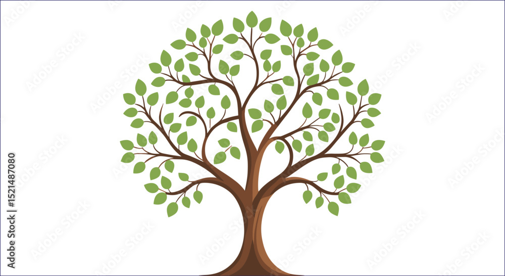 Tree With Green Leaves Vector Isolated Illustration Tree With Green Leaves Vector Isolated Illustration