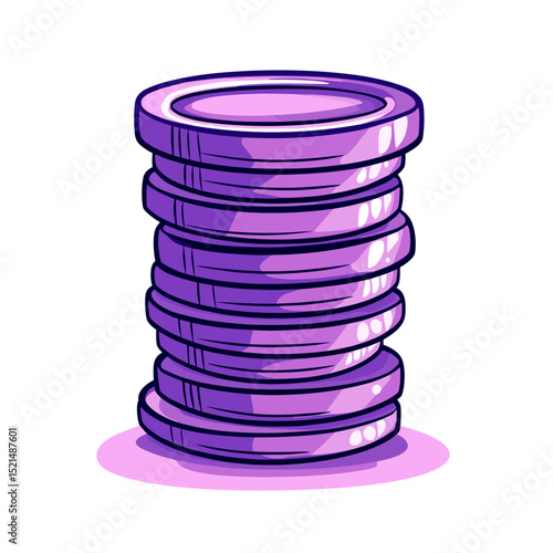 Stack of Purple Coins Pixel Art Illustration for Financial Concept