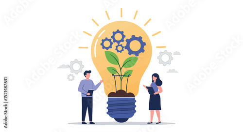 Innovative ideas for sustainable growth and eco-friendly business solutions vector illustration
