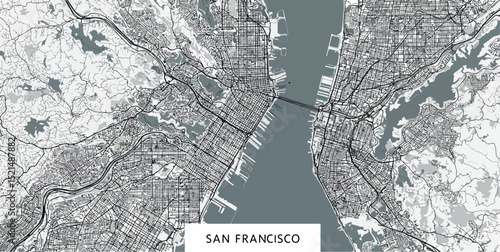 Detailed san francisco city map for urban planning and design vector illustration