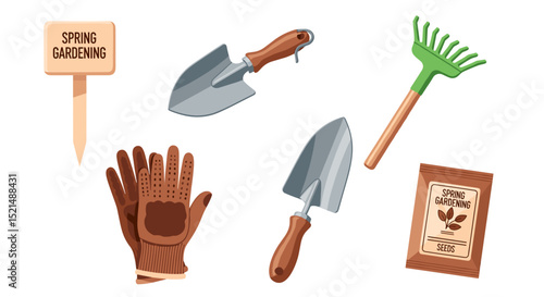Gardening tools and gloves set – spring or summer garden work equipment