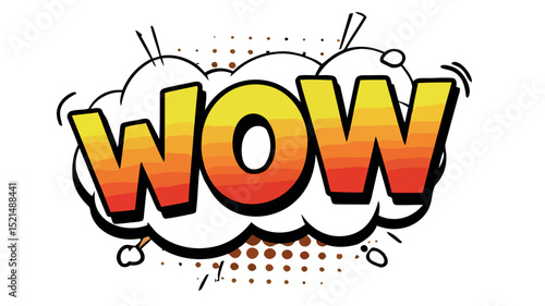 Exciting comic style wow text with speech bubble design for fun graphics vector illustration