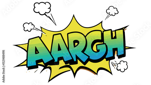 Comic style exclamation with colorful aargh text and pop art effects for graphic design vector illustration