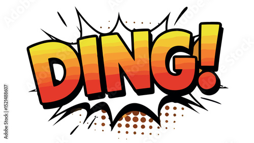 Vibrant comic book style sound effect with explosive ding text vector illustration