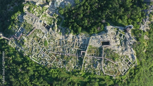 Aerial view to the ancient Thracian city of Perperikon near to Kardzhali,  Bulgaria
