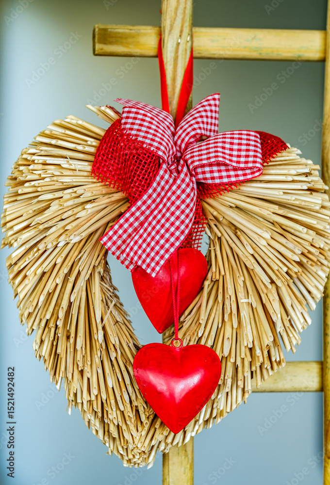 custom made wallpaper toronto digitalColorful heart arch adorned with red and white ribbons in a bright blue sky during a festive celebration in an outdoor location