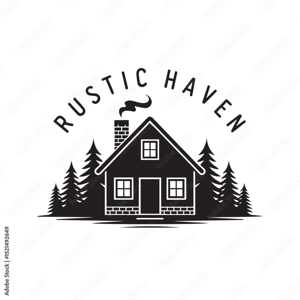 Rustic Haven: Cabin in the Woods Logo Design Rustic Haven: Cabin in the Woods Logo Design