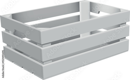 Vector illustration of open wooden white crate with three boards and holes.
