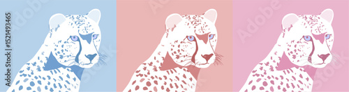 Photography Flat cheetah vector illustration set