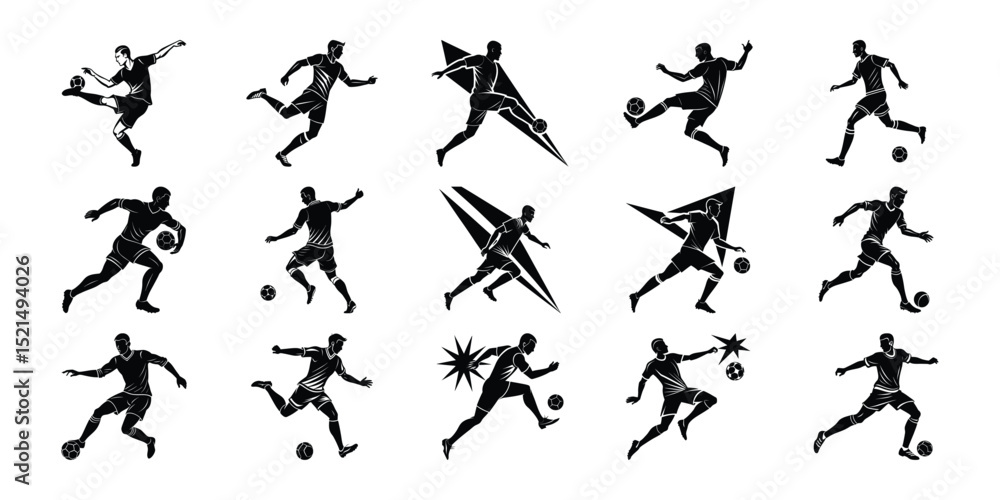 Athletic Football Kicks & Tackles Vector Set Athletic Football Kicks & Tackles Vector Set