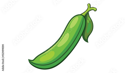 Fresh Green Pea Pod Isolated on White Background