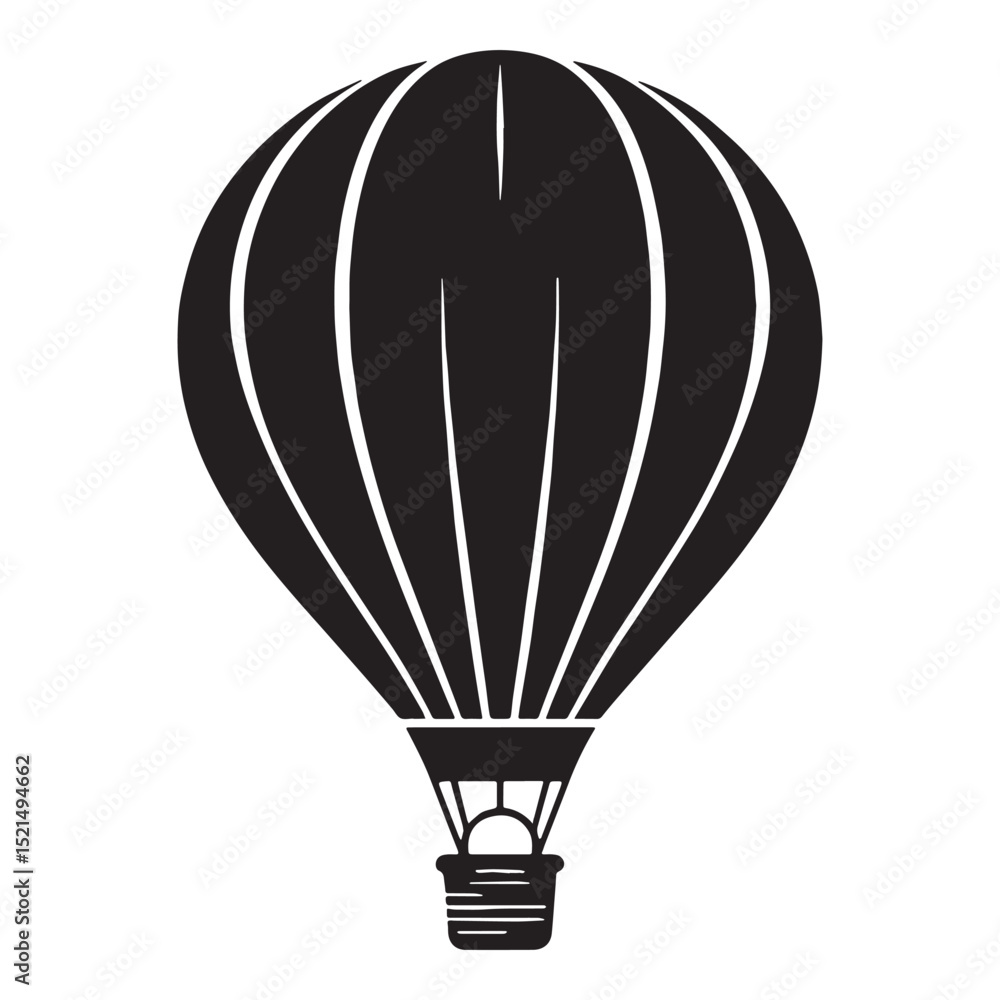 Obraz premium Floating Hot Air Balloon silhouette with minimalist style – Hot Air Balloon illustration – Minimalist Hot Air Balloon vector – Vehicle silhouette