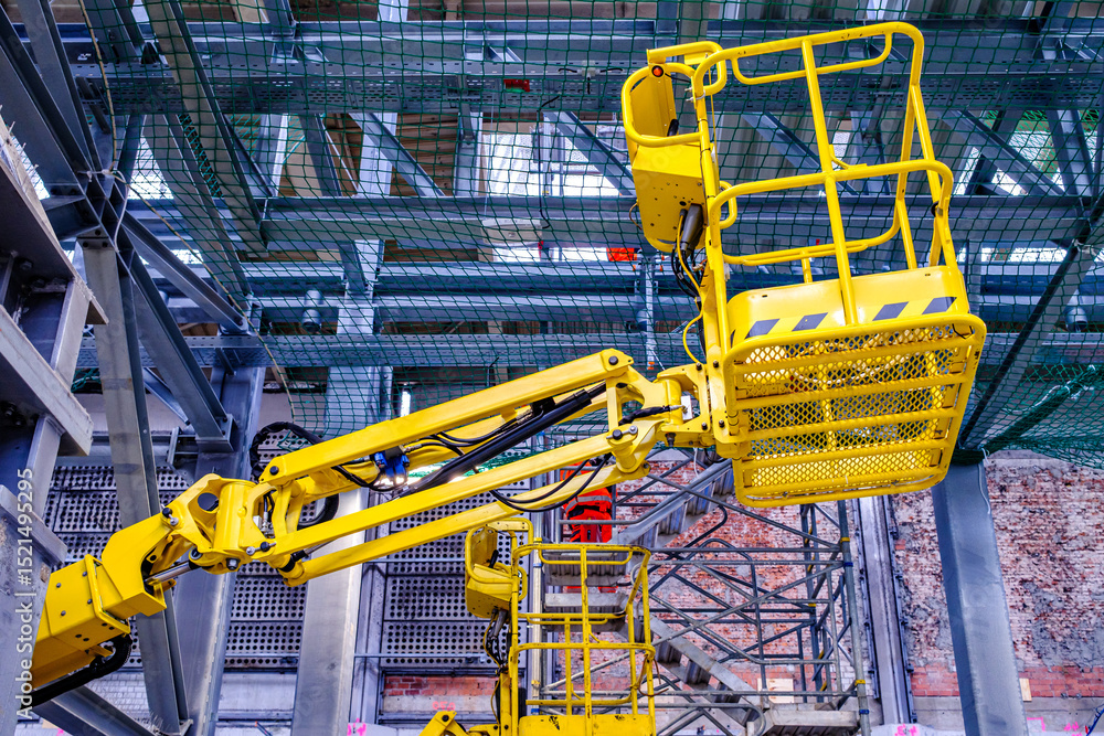 custom made wallpaper toronto digitalConstruction equipment is positioned in a courtyard with safety cones and tools visible, ideal for maintenance tasks in an urban environment