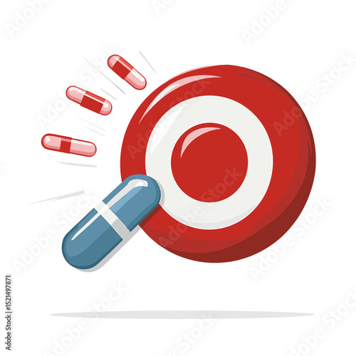 Pills Targeting Red and White Target Design Representing Medical Precision on White Background Illustration