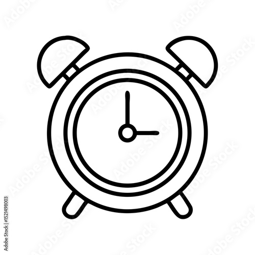 Alarm clock vector illustration, time management, wake up call, deadline reminder, outline drawing design