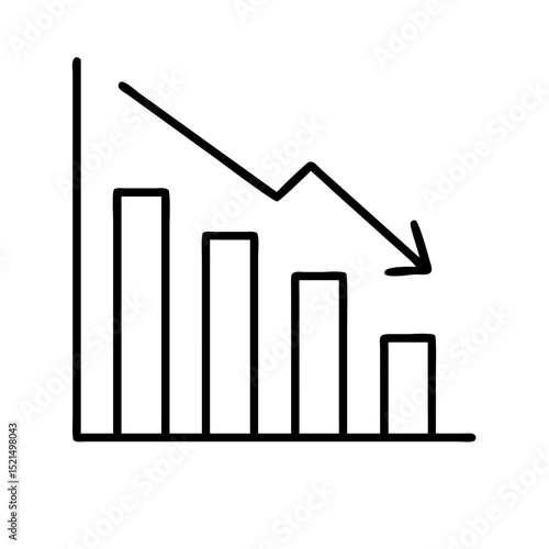 Stock market crash chart diagram showing financial loss and economic recession and business failure graph