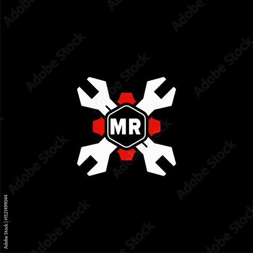 MR Initials Vektor Stok Otomotif Logo Design