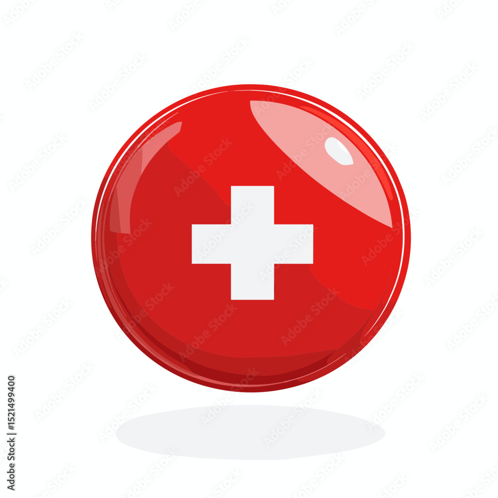 Red and White Medical Symbol Circle Icon on White Background Representing Healthcare Emergency and Assistance Red and White Medical Symbol Circle Icon on White Background Representing Healthcare Emergency and Assistance