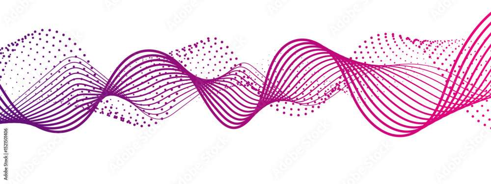 Abstract dynamic and flowing background with soft turquoise-green waveforms and dotted halftone elements. Aesthetic is futuristic, minimalistic, and technology-inspired, ideal for science, digital,