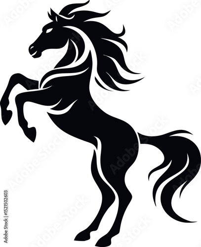 Majestic Stallion Elegant Black Horse Silhouette Illustration