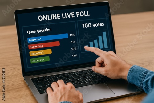 Interactive Online Live Poll Results on Laptop