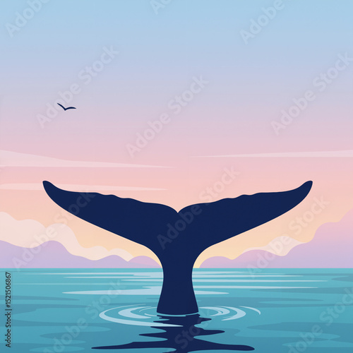 Wallpaper Mural Whale tail emerging from ocean surface during sunset for World Whale Day   Torontodigital.ca