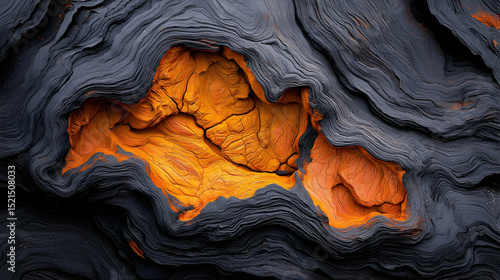 Closeup View Of Dark And Orange Rock Texture