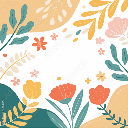 Wallpaper Mural Vector illustration in simple wavy and groovy naive style, flowers and plants, floral frames and modern wall art prints, posters, placards, packaging, little icons and signs for branding Torontodigital.ca