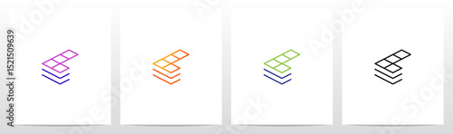 Squares Cubes Blocks Outlines Stacked Letter Initial Logo Design L