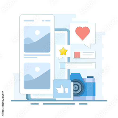 Social media concept. social media and digital marketing. social media for market research, advertising, marketing campaigns, communication for online websites. flat design illustration on background.